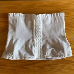 Essentials White Waist Cincher with Front Hook Closures